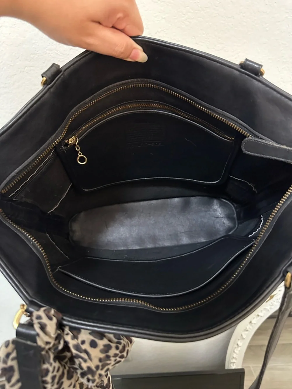 Vintage 1997 Coach Black Leather Tribeca Shopper Tote Bucket Bag - Picture 4 of 8